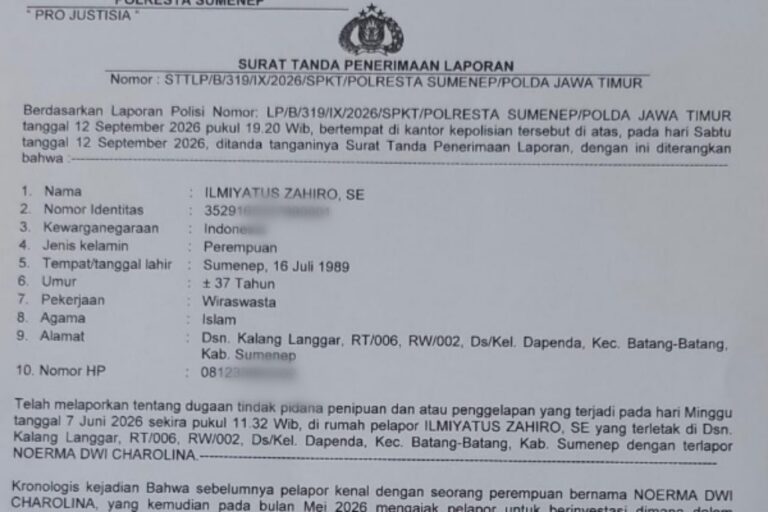 Warga Sumenep Laporkan Istri Anggota DPR Terkait Investasi MBG, Ini Kronologinya